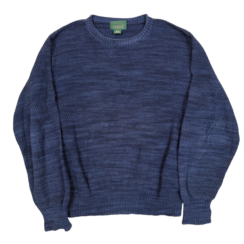 Vintage 90s J.Crew Sweater 25x27 Made in USA Cotton Knit Navy Blue Crewneck